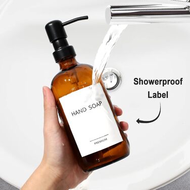 Дозатор для мила скляний, дозатор для мила 500 мл коричневого кольору з насосом з нержавіючої сталі, набір твердих дозаторів для м