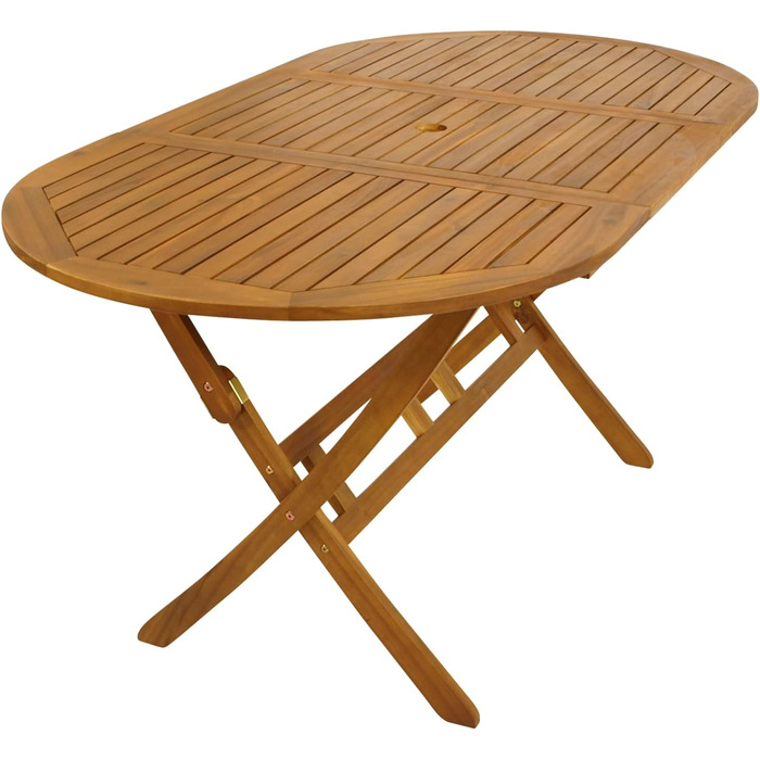 Садовий стіл DEGAMO, розкладний стіл, сільський стиль, 85x160 см, акація, коричневий олійний, сертифікований FSC, складаний, для вулиці