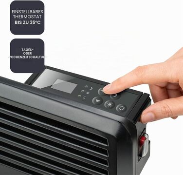 Конвектор BLACKDECKER BXCSH1800E, 1800 Вт, 240 В, підлоговий або настінний монтаж, вимикач вкл/викл, елегантний дизайн, чорний