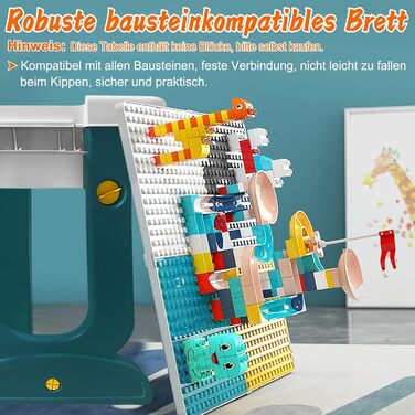 Комплект дитячого столу та стільця 5-в-1 дитячий стіл та стілець, ігровий стіл з будівельними блоками та 2 стільцями двостороння стільниця багатофункціональний ігровий стіл із місцем для зберігання навчальних та розвиваючих ігор будівельні блоки 5-в-1, ве