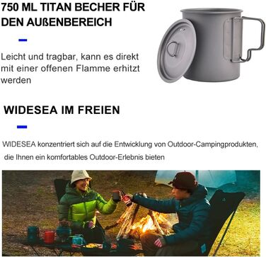 Кемпінговий титановий Бехер Widesea (750 мл)