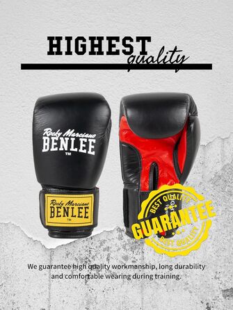 Боксерські рукавички BENLEE Fighter Leather 12 oz, чорні/червоні, одинарні