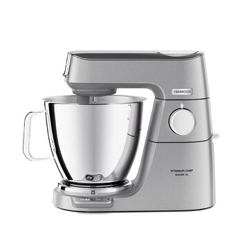 Кухонний комбайн Kenwood Titanium Chef Baker XL KVL85.004SI з вбудованими вагами, чашею 7 л, блендером та набором насадок (вінчик, гак, міксер), 1200 Вт, сріблястий