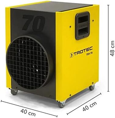 Електричний обігрівач TROTEC TEH 70, будівельний обігрівач потужністю 12 кВт, міцне захисне покриття, надзвичайно зручна конструкція в обслуговуванні