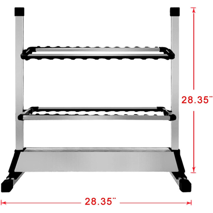 Підставка для вудок тримач для вудок з алюмінієвого сплаву, до 24 вудок, органайзер для зберігання вудок у гаражі або будинку, стійка на 24 вудки, сріблясто-чорна