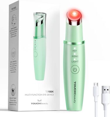 Масажер для очей TOUCHBeauty, ультразвуковий масажер для очей з функцією нагрівання 40 та червоним світлодіодним світловим терапевтичним пристроєм проти старіння проти зморшок, що перезаряджається AG-1980KG (зелений)