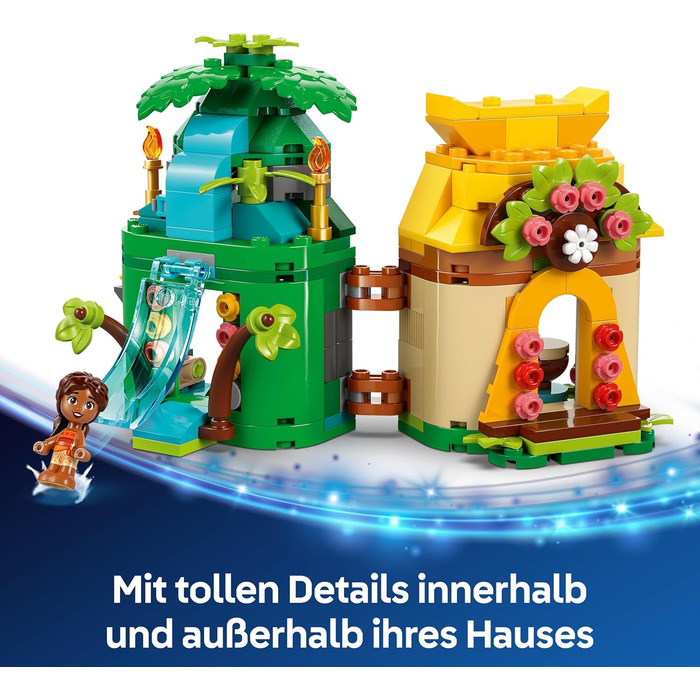 Моана 2 Розваги на острові Моани - Іграшка з 2 мініфігурками, ігровим будиночком, водною гіркою та аксесуарами - Дитячий ігровий набір - Подарунок на день народження для дівчаток віком від 5 років - 43260