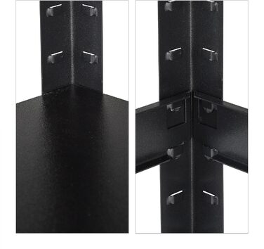 Міцний стелаж Relaxdays, ВxШxГ 90x60x40 см, 3 полиці, сталь, чорний Стелаж для зберігання в підвалі, гаражі, вантажопідйомність 750 кг, вставний монтаж