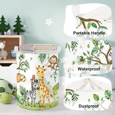 Милий лісовий кошик для білизни з тваринами, великий кошик для зберігання одягу, іграшок та одягу для дому/вуличного використання, слон, 63 л