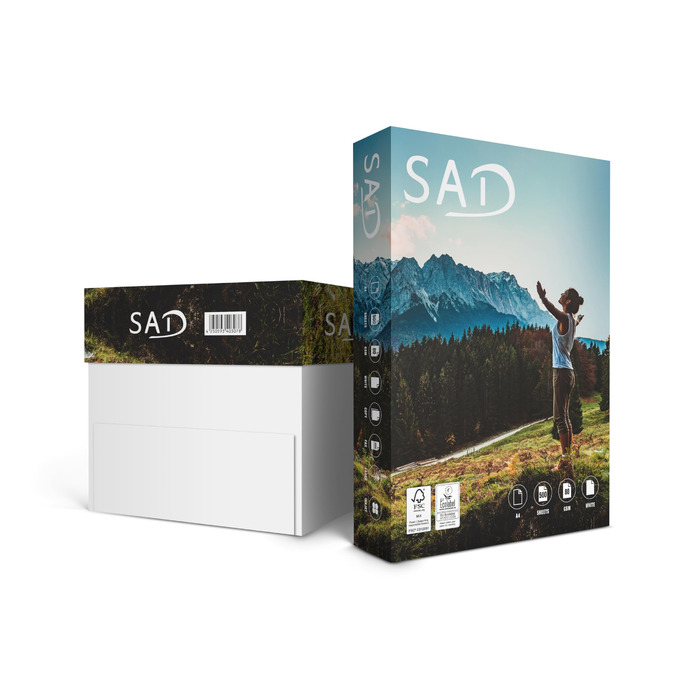 Папір для принтера SAD DIN A4 2500 аркушів, 80 г/м, яскраво-білий CIE 161, універсальний папір оптом, підходить для всіх принтерів, високоякісний копіювальний папір, сертифікований FSC