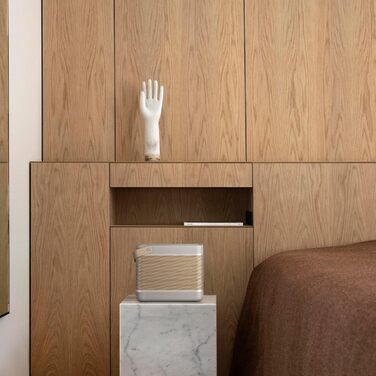 Потужна гучна бездротова портативна Bluetooth-колонка для дому зі звуком на 360 градусів та вбудованою зарядною станцією Qi - Grey