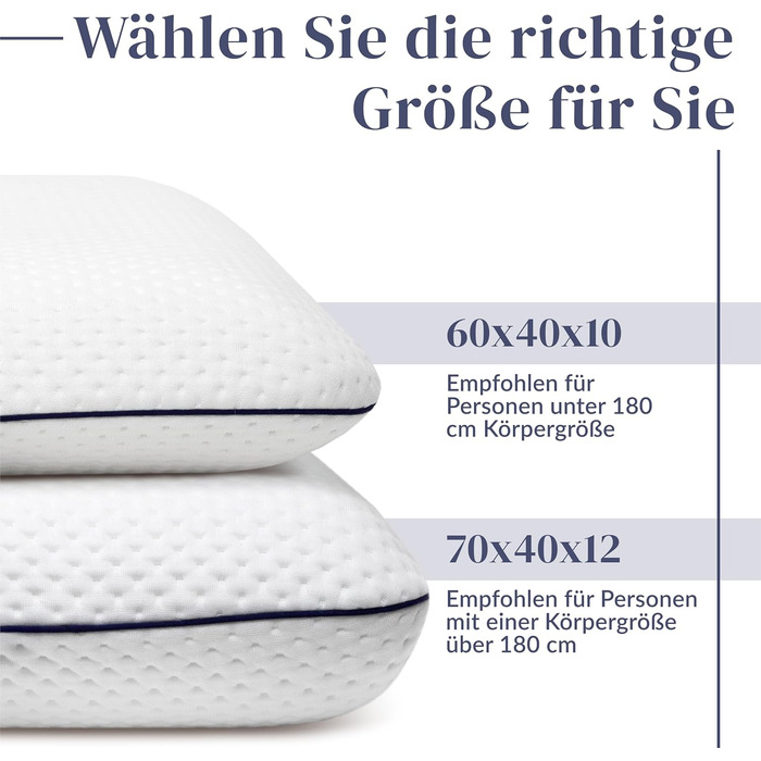 Подушка для шиї Fer з піни з ефектом пам&39яті 70x40x12 з волокном Tencel Розкіш і комфорт для спокійного нічного сну Середньої жорсткості та повітропроникна для шиї, спини та плечей Сертифіковано Oeko-TEX 70 x 40 x 12 см