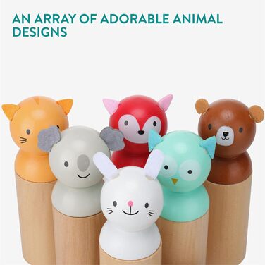 Набір для боулінгу Navaris для дітей - Гра Skittles для дітей - Дерев&39яні кеглі - Іграшка для вулиці для дітей віком від 2 років - Дерев&39яна гра Skittles - 6 предметів