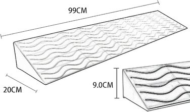 Інвалідний візок для бордюрного пандуса, дверний пандус для проїзду, поріг пандуса пластиковий нековзний, пандус трикутний килимок пластиковий малий підступний майданчик (колір чорний, розмір 99 * 20 * 9,0 см) 99 * 20 * 9,0 см чорний