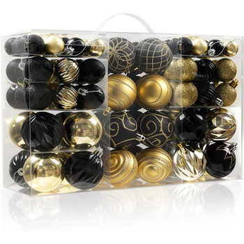 Набір різдвяних прикрас 100 шт чорний та золотий Miaikoe