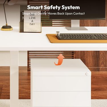 Письмовий стіл з регульованою висотою 11054 см Компактний стіл для роботи стоячи з практичними аксесуарами, ідеально підходить для невеликих приміщень, тихий та безпечний із захистом від зіткнень (білий) 110 x 54 см Білий