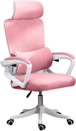 Ергономічне крісло з поперековою опорою Ергономічне крісло, поперекова опора, багатофункціональне крісло, домашнє навчання, комп&39ютерні ігри Сітчасте крісло з високою спинкою (РОЖЕВЕ) Рожеве
