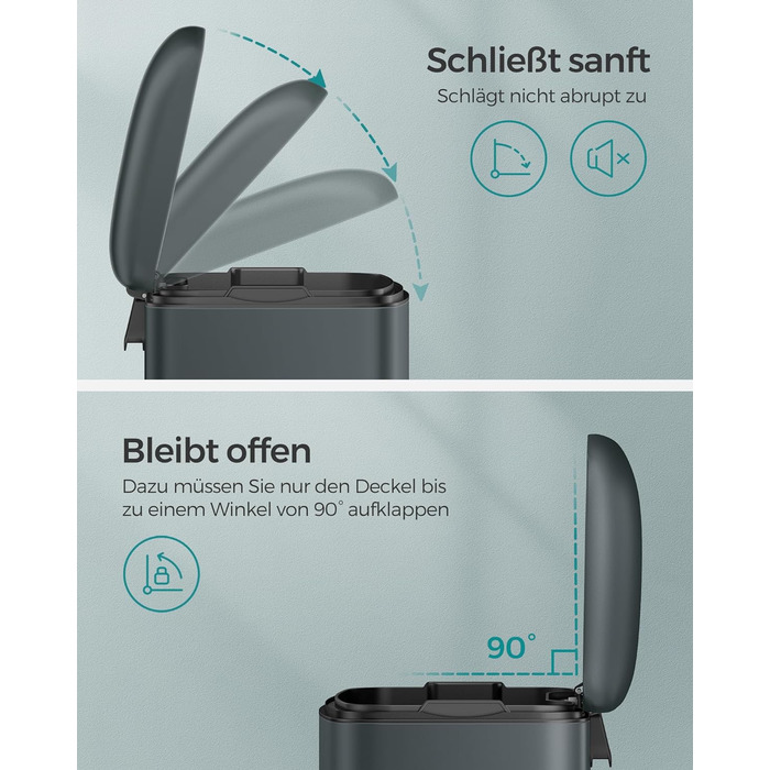 Відро для сміття, 30 л, зі сталевою педаллю, внутрішнім відром і кришкою, ручкою, з плавним закриттям, герметичне, для кухні, віта