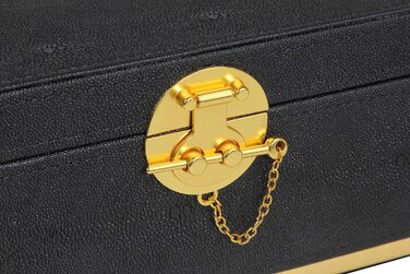 Елегантна декоративна скринька для зберігання зі штучної шкіри HofferRuffer, велика комодна шухляда, органайзер для косметики, класичний органайзер для ювелірних аксесуарів, 27,9 x 20,3 x 12,2 см, чорна