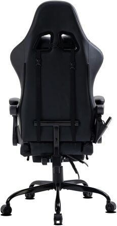 Ігрове крісло Delman, гоночне крісло, офісне крісло, комп&39ютерне крісло, масажна функція з 6 точками вібрації, крісло керівника зі штучної шкіри, ергономічна підставка для ніг 12-0037 (сірий колір)