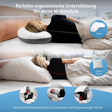 Подушка Third of Life для сну на боці, чохол з інноваційною технологією Intense, ергономічна подушка для підтримки шиї, високоякісна піна з ефектом пам&39яті, ергономічна подушка для шийного відділу хребта для сну на боці, білий/сірий