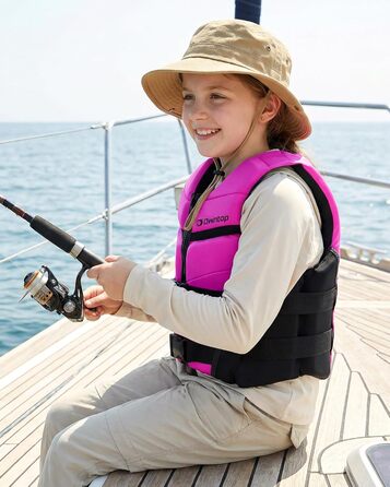 Рятувальний жилет Owntop для підлітків та дітей Легкий неопреновий рятувальний жилет Регульований рятувальний жилет з подвійними пряжками безпеки для плавання, каякінгу, веслування та риболовлі, рожевий M (30-40 кг)