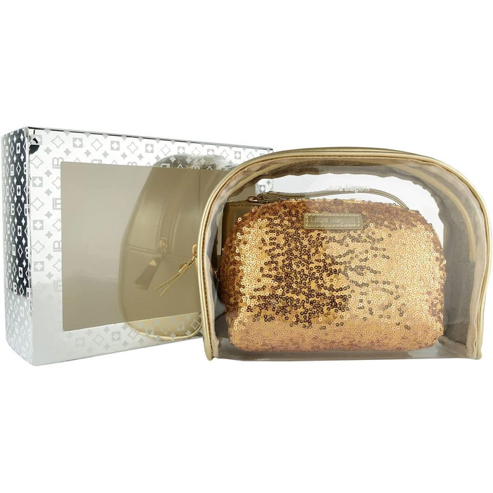 Золотий дорожній набір косметичок для жінок (3 частини) водонепроникна косметичка, органайзер для макіяжу в подарунковій коробці 282