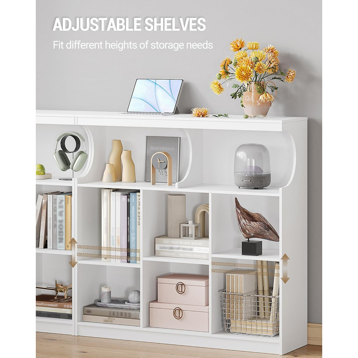 Книжкова полиця Hzuaneri, 8-полицьова книжкова шафа, полиця для зберігання, офісна полиця, окремостояча полиця для спальні, вітальні, кабінету та офісу 30 x 100 x 100 см, біла BC33203X