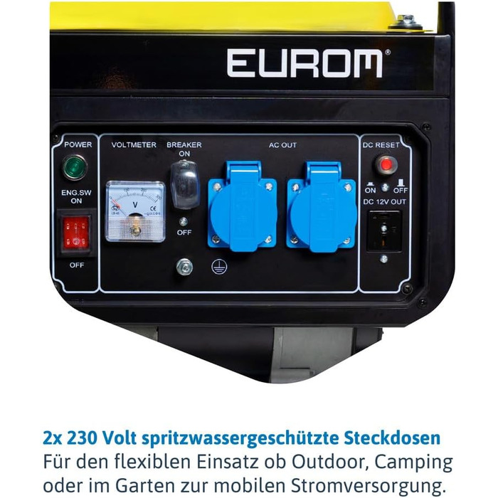 Тихий бензиновий генератор Dnges потужністю 2200 Вт, аварійний генератор з 2 розетками 230 В, час роботи 11 годин, бак 15 л для використання на свіжому повітрі, в кемпінгу, саду, для самостійних проектів з мобільного електропостачання.