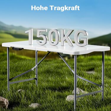 Складаний кемпінговий стіл Wiltec 122x60x75 см, розкладний стіл з ручкою для перенесення, стіл для вечірки, пивний стіл, садовий стіл, фуршетний стіл, комплект пивного намету, складний кемпінговий стіл 120 x 60 x 74 см у розкладеному вигляді, 63 x 61 x 75