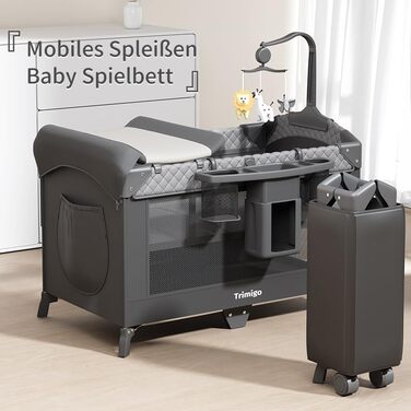 Складане дитяче ліжечко, дорожнє ліжечко та приліжкове ліжечко Портативне дитяче ліжечко, регульоване по висоті, портативне та зручне для зберігання, включаючи іграшки, пеленальний столик та москітну сітку Подарунок для молодих батьків