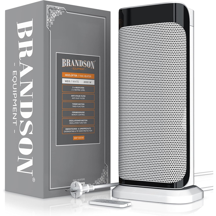 Тепловентиляторний обігрівач потужністю 2000 Вт з пультом дистанційного керування - Великий та потужний - Лауреат нагород - Енергозберігаючий та тихий - Підходить для ванної кімнати, вітальні, дитячої кімнати та немовлят - Функція коливання - Обігрівач - 