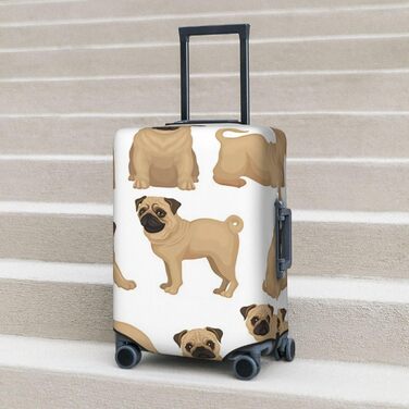 Чохол для валізи Мопс-цуценя, еластичний захист від подряпин, розмір M, чорний, 85 см