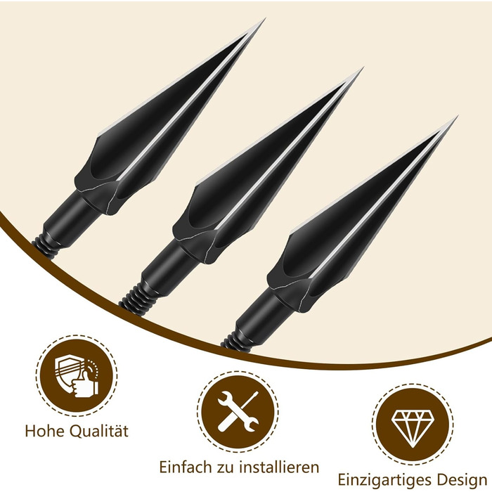 Мисливські наконечники KURUGEILI 3-лезові, вкручувані, 125 гран — 12 шт.