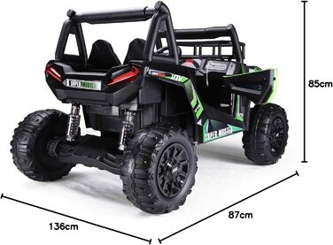 Дитячий електромобіль RIRICAR 24V UTV, зелений, електромобіль для дітей 2-х місцевий з пультом дистанційного керування 2.4 ГГц, дв