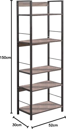 Комплект шафи 2150033002 - Металева полиця Kala 52 см, Кава - Чорний/Дерев&39яний, 52 x 30 x 150 см