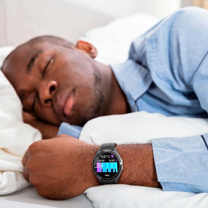 Розумний годинник Hama (кольоровий AMOLED-дисплей 1,43 дюйма, GPS, функція телефону, водонепроникний, WhatsApp, голосовий помічник, трекер сну, 110 спортивних режимів плани тренувань, крокомір, пульсометр, калорії тощо) чорний