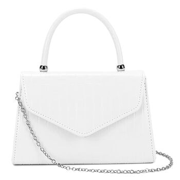 Сумка зі штучної шкіри з імітацією крокодилячої шкіри, для весілля, вечірки, святкової події, біла, середнього розміру