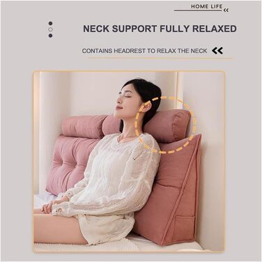 Подушка для спинки ліжка ObaBO з подушкою-рулончиком для шиї, зручна велика подушка для читання для ліжка та дивана, клиноподібна подушка з чохлом, що прається, подушка для читання для спинки ліжка, сіра-1M 1M сіра