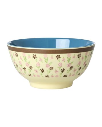 Рисова миска середнього розміру - Квітковий дизайн - Меламіновий посуд для дітей, кемпінгу, барбекю, пікніка, ударостійкий, без бісфенолу А, багаторазовий, 700 мл