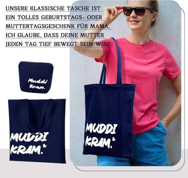 Набір кумедних подарунків для мами, що включає в себе уку мамину сумку для покупок та уку полотняну косметичку з написом Muddi речі для подарунків на День матері на день народження Синій