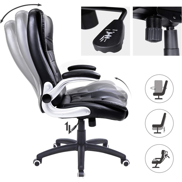 Гоночне крісло Офісне крісло Ігрове крісло Крісло керівника Обертове крісло PU, чорне, OBG51B чорний 54 x 48 x (111-121) см