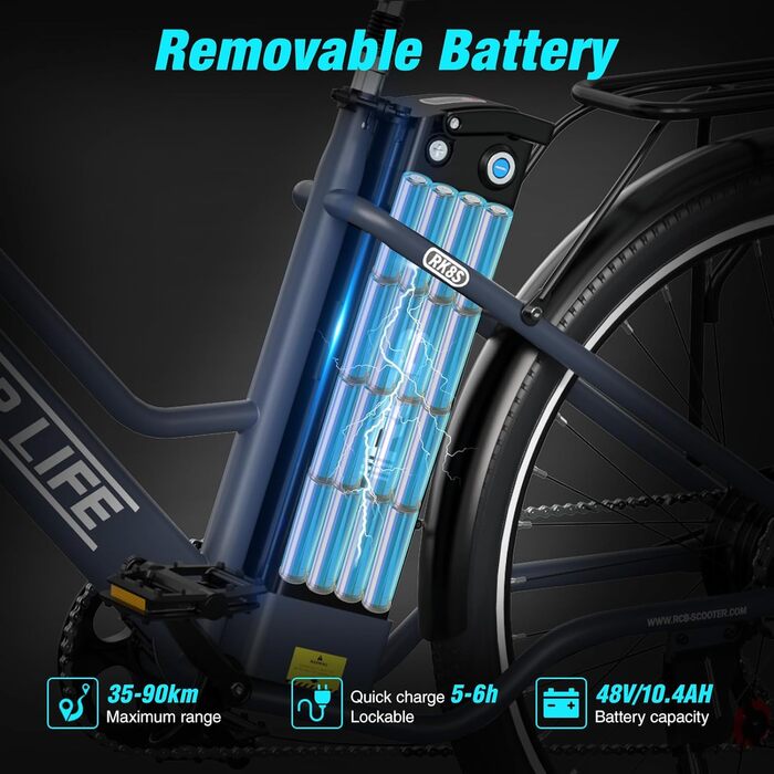 Електровелосипед RCB 26&39, двигун 250 Вт, 7 передач, запас ходу 35-90 км, міський електровелосипед, подвійні дискові гальма, гірський електричний велосипед з водонепроникною велосипедною сумкою, чорний