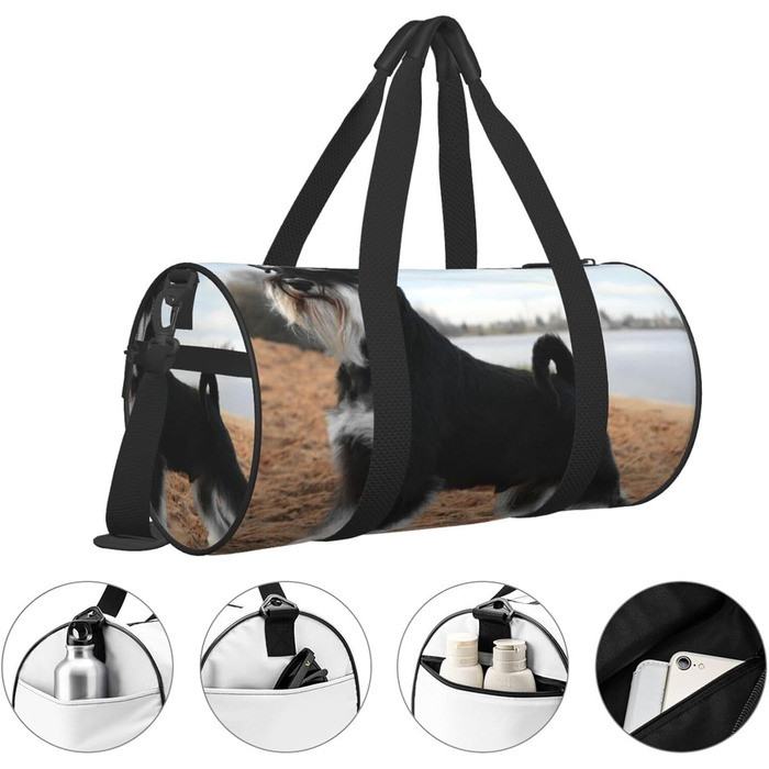 Спортивна сумка, дорожня сумка, дизайн снузер, собака, сумка для ночівлі, чорна, універсальний розмір, дорожня сумка