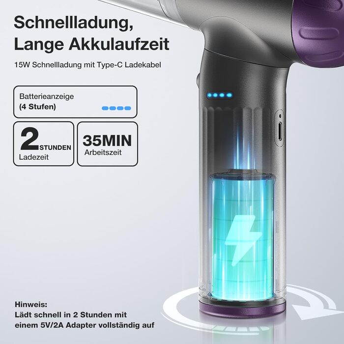 Автомобільний пилосос MECO ELEVERDE 4-в-1 Потужний, 18Kpa міні-ручний пилосос акумуляторний, 3-швидкісний портативний пилосос стис