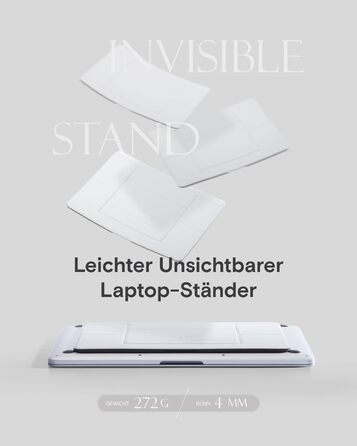 Підставка для ноутбука, складана, без клейкої основи, з 2 регульованими кутами нахилу, обтягнута екошкірою MOVAS. Портативна підставка для ноутбуків та планшетів 13 та 15. Чорний колір - великий розмір.