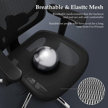 Ергономічний офісний стілець Devoko з ультрам'якими 3D-підлокітниками, регульованою поперековою опорою, стілець для письмового сто