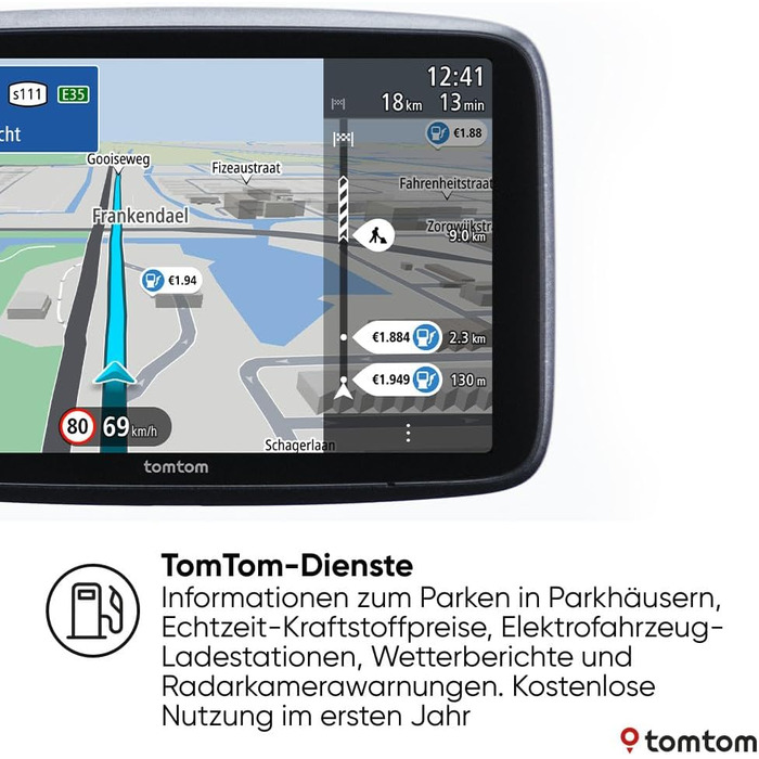 Навігаційний пристрій TomTom GO Superior (7-дюймовий екран, уникнення заторів завдяки TomTom Traffic, оновлення карт світу, швидке оновлення через Wi-Fi, наявність паркувальних місць, ціни на пальне) 7-дюймовий одинарний