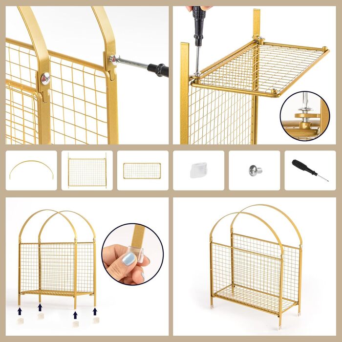 Окремостоячий тримач для журналів PUERSI сучасний дизайн сумки, металевий органайзер для журналів, вінілових платівок, газет (золотистий)