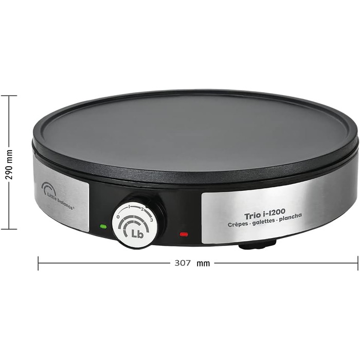 Сковорода для млинців 3 в 1 - Сковороди для млинців, сковорода, регульований термостат - 1200 Вт - Обробка з нержавіючої сталі, 8383 Maxi Crepes Trio i-200 -